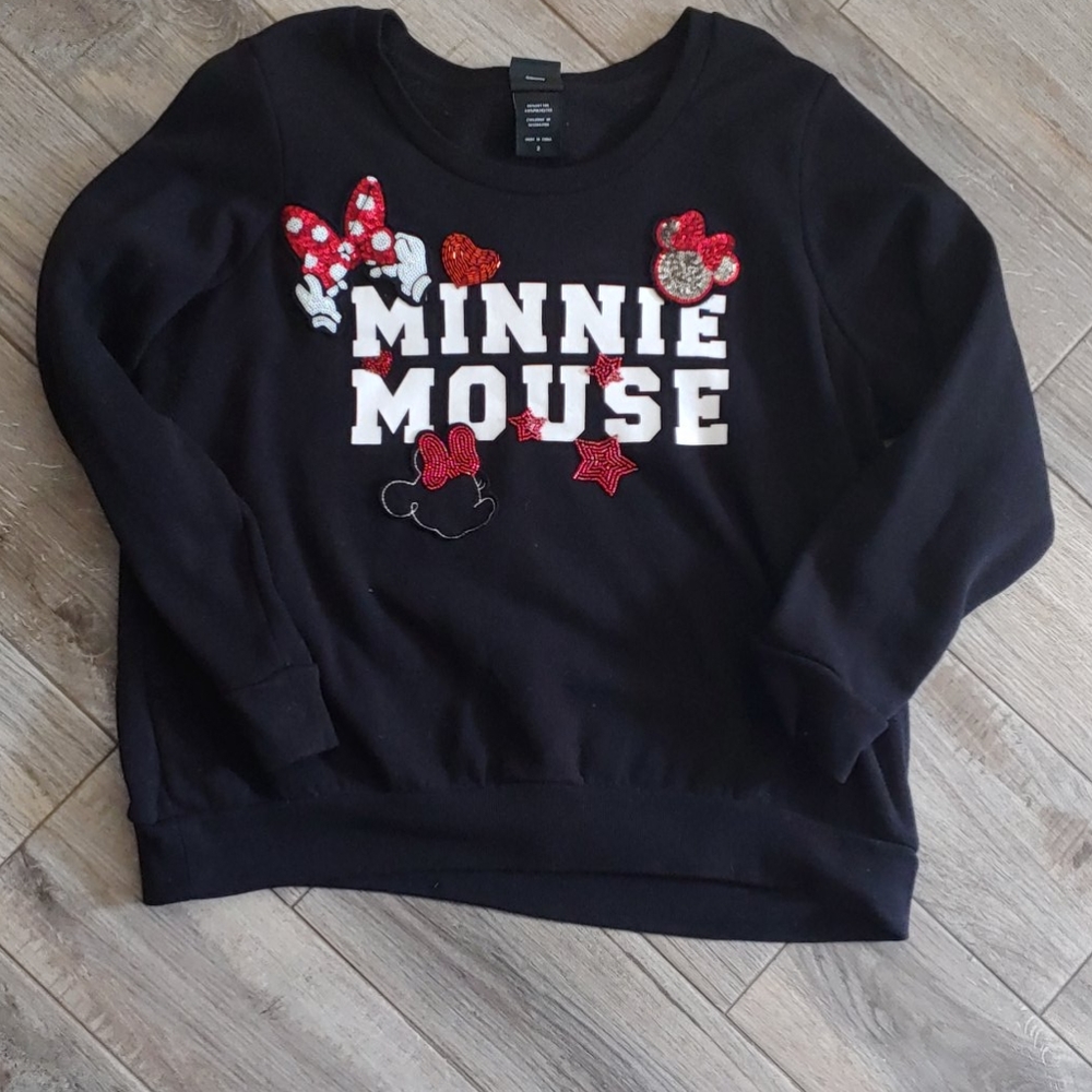 torrid Black Minnie Mouse Sequin Graphic Crewneck Sweater